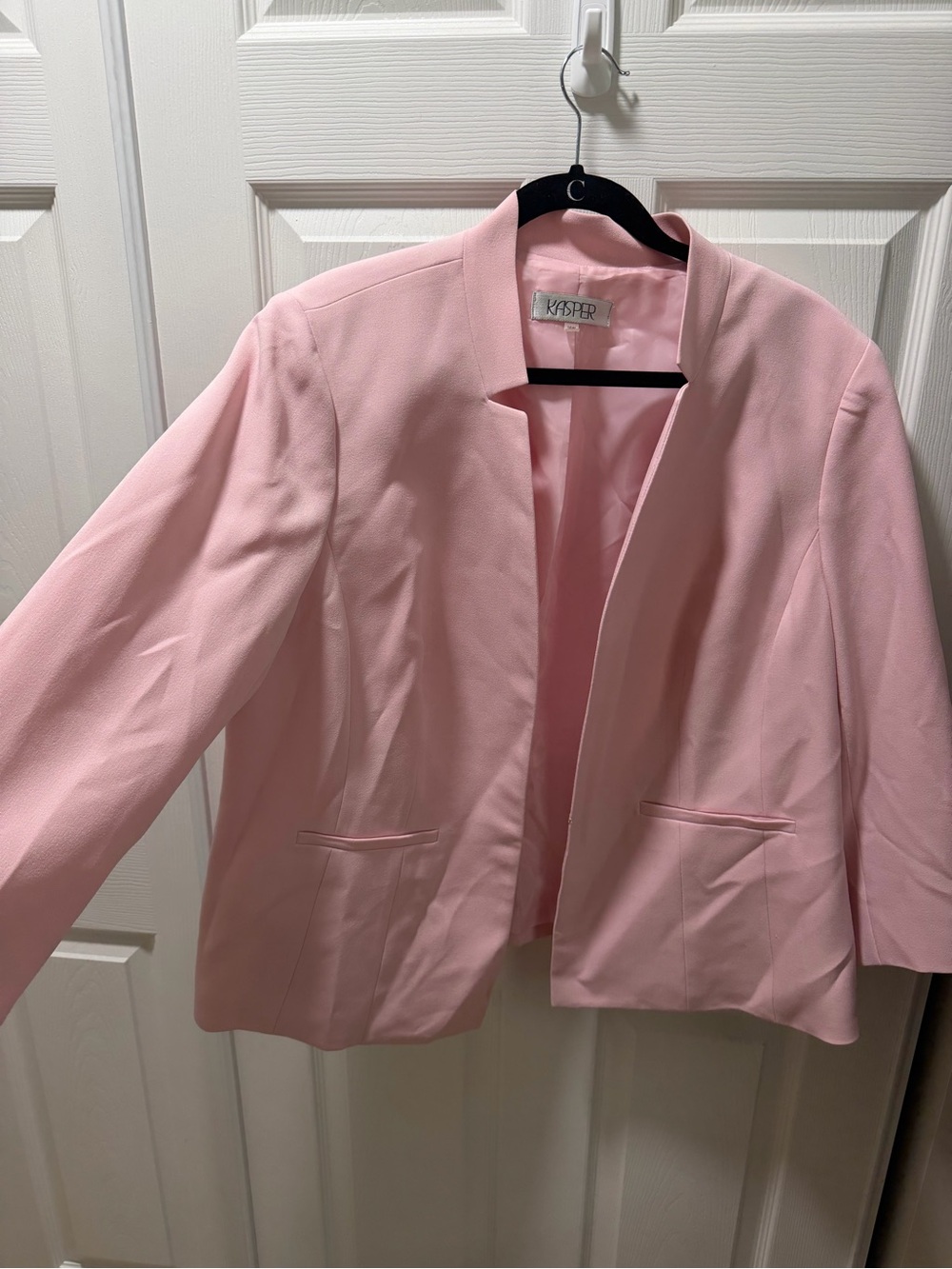 Kasper Soft Pink Open-Front Suit Jacket